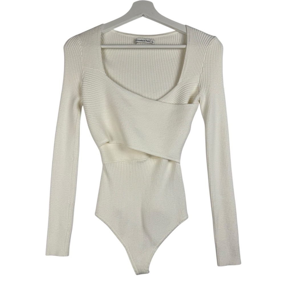 Abercrombie&Fitch LuxeLoft Wrap Sweater Bodysuit Size Small Cream Knit